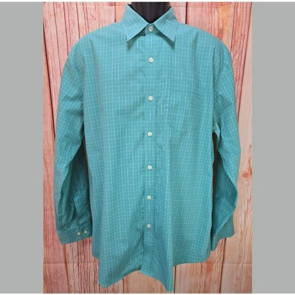 L.L. Bean Mens Wrinkle-Resistant Dress Shirt Large Turquoise - Picture 1 of 6